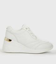 New Look White Metal Trim Wedge Trainers
